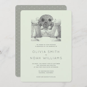 Laurel Green Topiary Garden Wedding Invitations