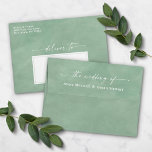 Laurel Green Watercolor A7 5x7 Wedding Invitation Envelope<br><div class="desc">Watercolor in Laurel Green A7 5x7 inch Wedding Envelopes (other sizes to choose from). This modern wedding envelope design has a beautiful watercolor texture, and soft colors that are perfect for spring. Shown in the Laurel Green colorway. With a gorgeous signature script font with tails, the ethereal watercolor wedding collection...</div>