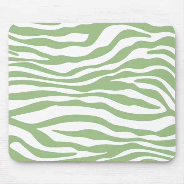 Laurel Green Zebra Stripes Animal Print Mouse Pad (Front)