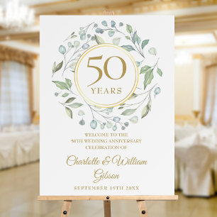 Laurel Greenery 50th Anniversary Welcome Sign