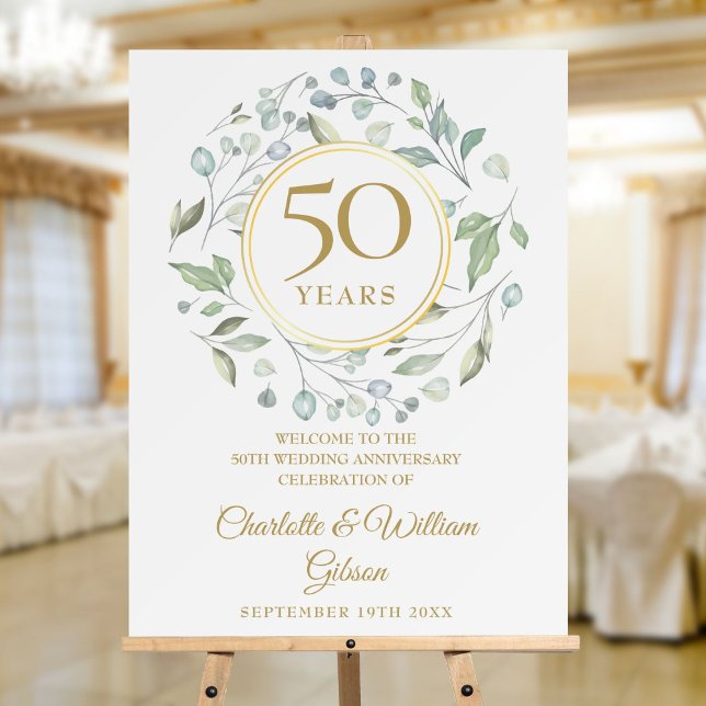 Laurel Greenery 50th Anniversary Welcome Sign (Laurel Greenery 50th Anniversary Welcome Sign)
