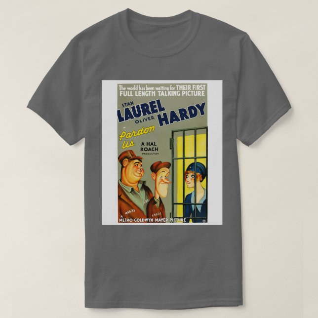 Laurel Hardy Pardon Us T-Shirt (Design Front)