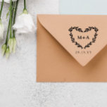 Laurel Heart Wreath Initials & Wedding Date Rubber Stamp<br><div class="desc">Inking stamp for your wedding with your initials inside a heart shaped laurel wreath with your wedding date beneath</div>