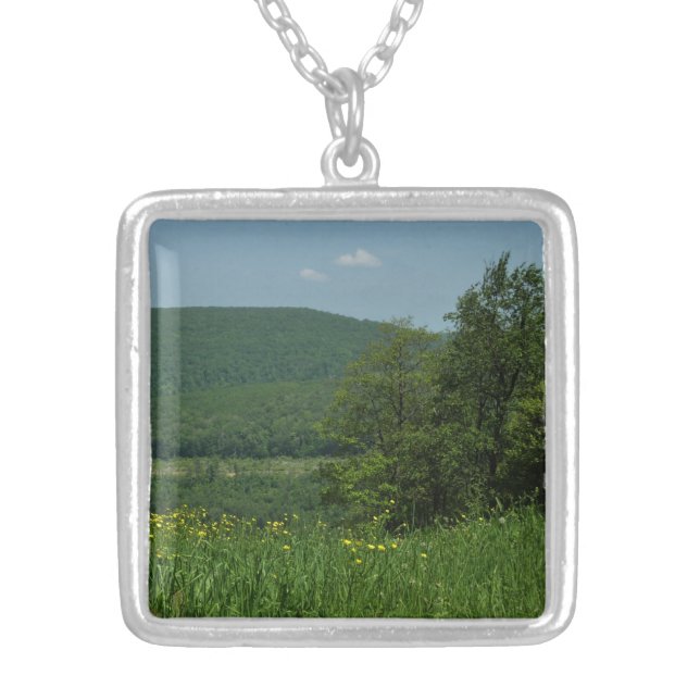 Laurel Highlands Pennsylvania Summer Photography Silver Plated Necklace (Front)