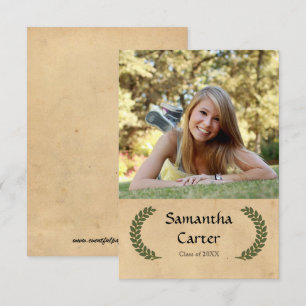 Laurel Leaf - 3x5 Graduation Announcement