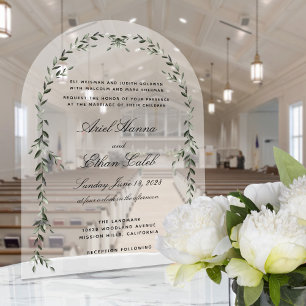 Laurel Leaf Archway Elegant Wedding Acrylic Invitations