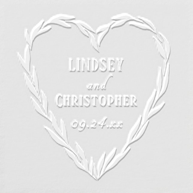 Laurel Leaf Heart Bride and Groom Wedding Embosser (Design)