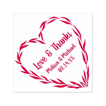 Laurel Leaf Heart Wreath | Wedding Thank You Self-inking Stamp by labellarue at Zazzle