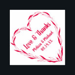 Laurel Leaf Heart Wreath | Wedding Thank You Self-inking Stamp<br><div class="desc">Hand drawing Heart Shaped Laurel Leaf Wreath | Wedding. The leaves are mixed with solid and outlined. Customize three lines of text. A perfect addition to use for your Wedding whether it's for your Wedding Day favor bags or tag or to use on your Wedding Thank You Envelopes.</div>