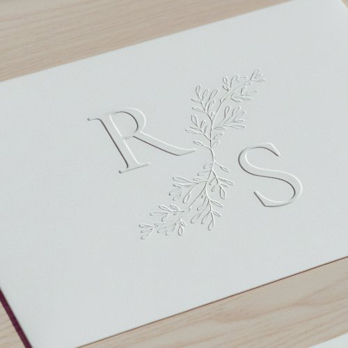 Laurel leaf Minimalist Name initial monogram Embosser