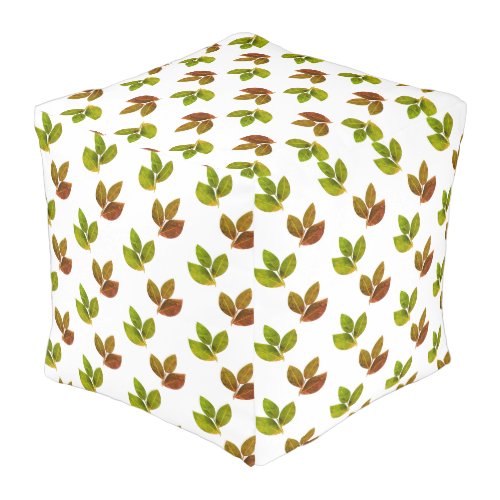 Laurel Leaf Pattern Cube Pouf