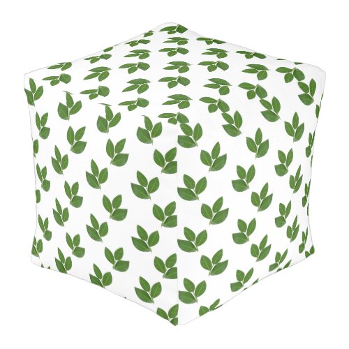 Laurel Leaf Pattern Cube Pouf