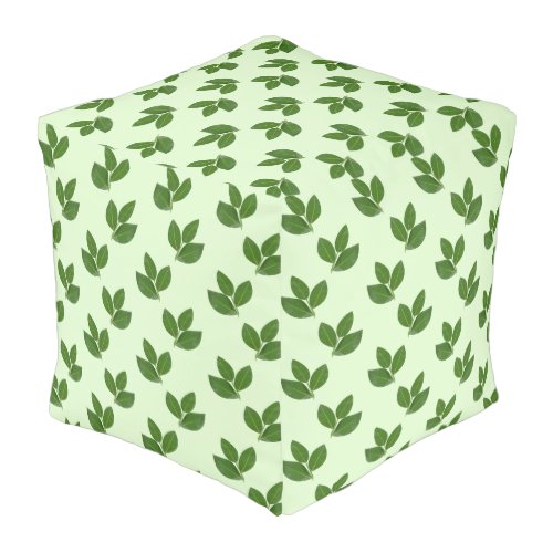 Laurel Leaf Pattern on Light green Pouf