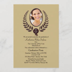 Laurel Leaf Photo Graduation Invitation