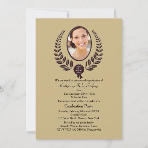 Laurel Leaf Photo Graduation Invitation