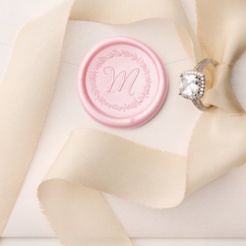 Laurel Leaf Wreath Wedding Script Monogram Wax Seal Stamp