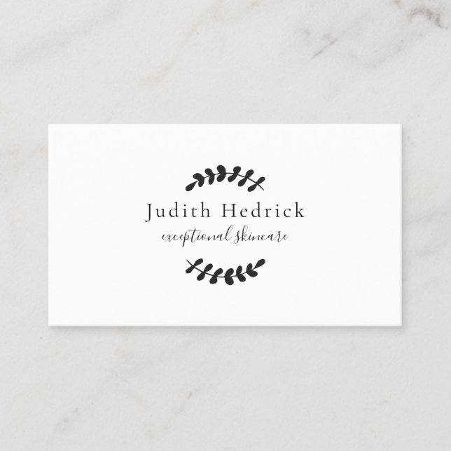 Laurel Leaves Black and White Business Card (Front)