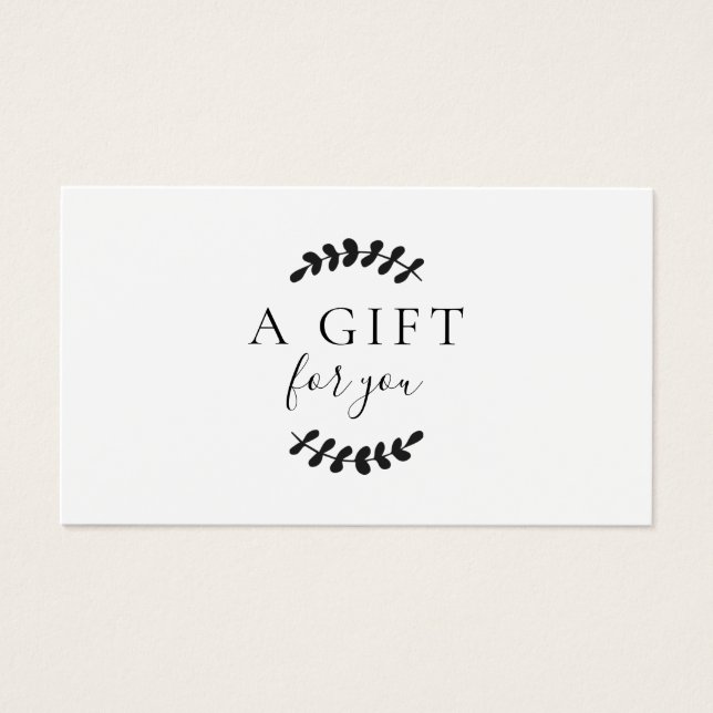Laurel Leaves Black and White Gift Certificate (Front)