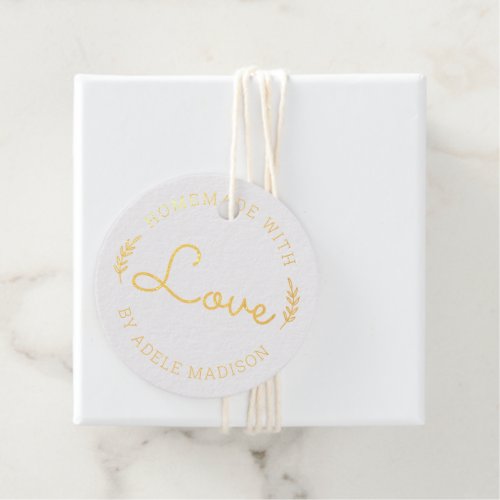 Laurel Leaves Handmade With Love Foil Favor Tags