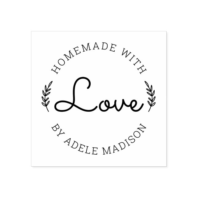 Laurel Leaves Homemade With Love Rubber Stamp (Imprint)