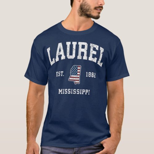 Laurel Mississippi MS Vintage American Flag T_Shirt