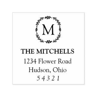 Laurel Monogram Address Stamp