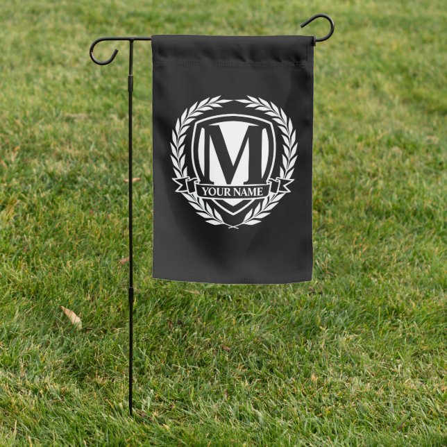 Laurel Monogram Design Garden Flag (In SItu)