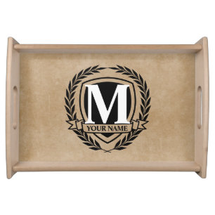 Laurel Monogram Design Serving Tray