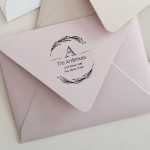 Laurel Monogram Family Name Return Address