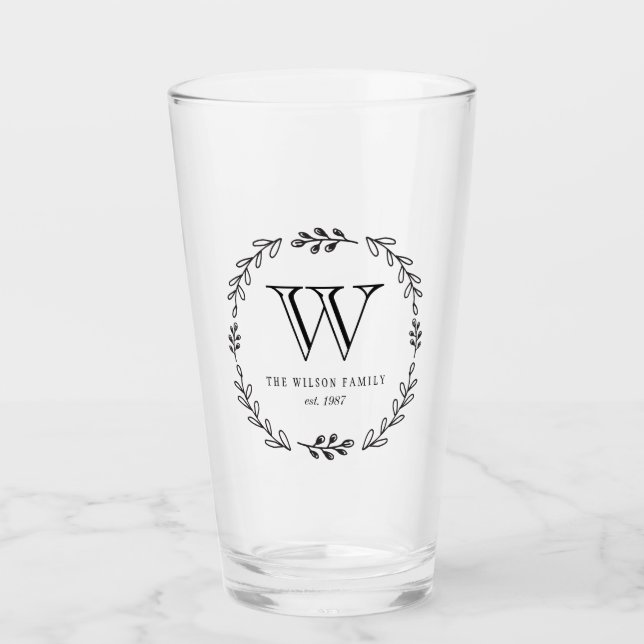 Laurel Monogram Glass (Front)