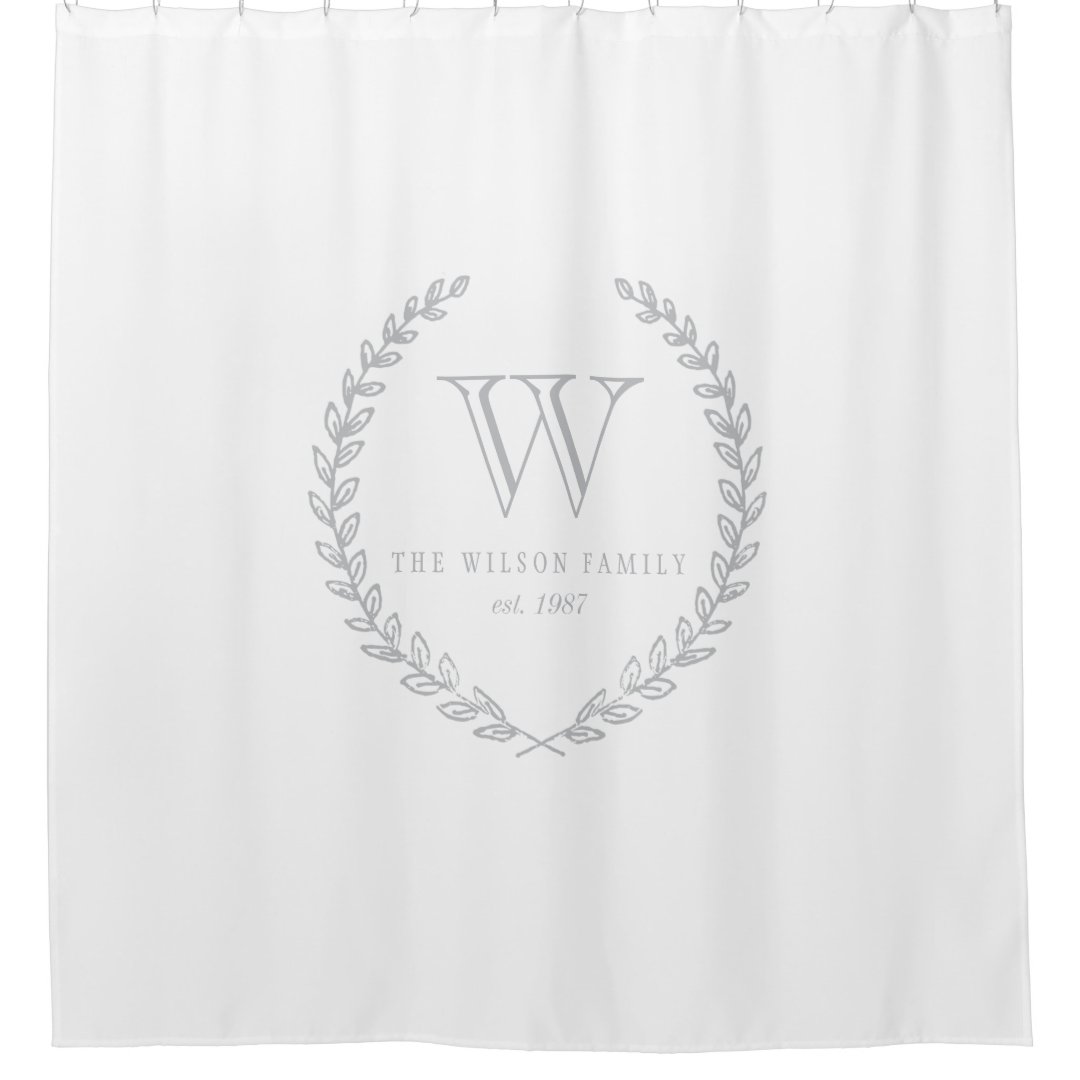 Laurel Monogram Shower Curtain Zazzle