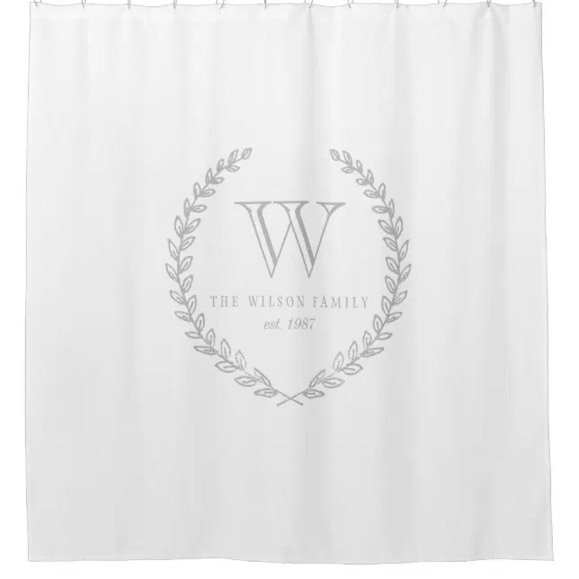 Laurel Monogram Shower Curtain Zazzle