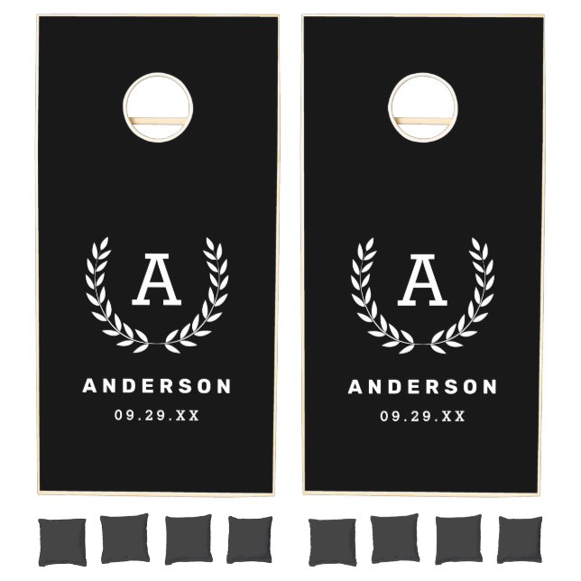 Laurel Monogram Wedding Cornhole Set (Set)