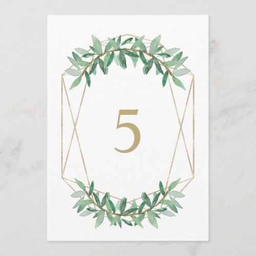 Laurel Olive Leaf Table Number Cards