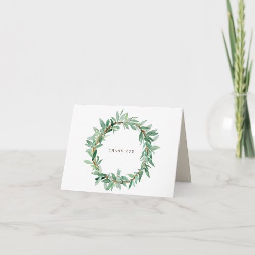 Laurel Olive Wreath Thank You Card