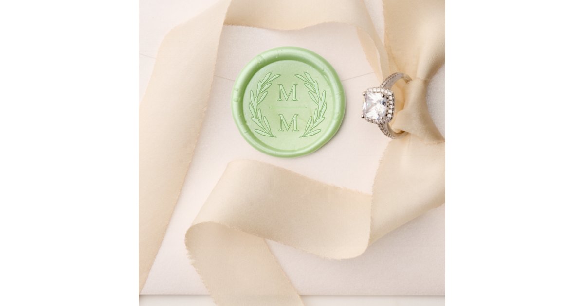 Custom Wax Seal Stamp - Custom Olive Branch Wedding Name and Date Wax Seal Stamp