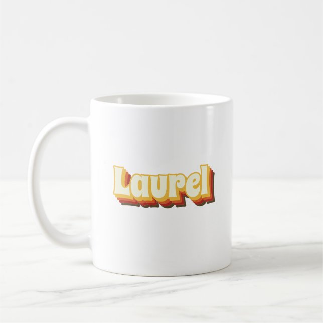 Laurel Retro Vintage Text Coffee Mug (Left)