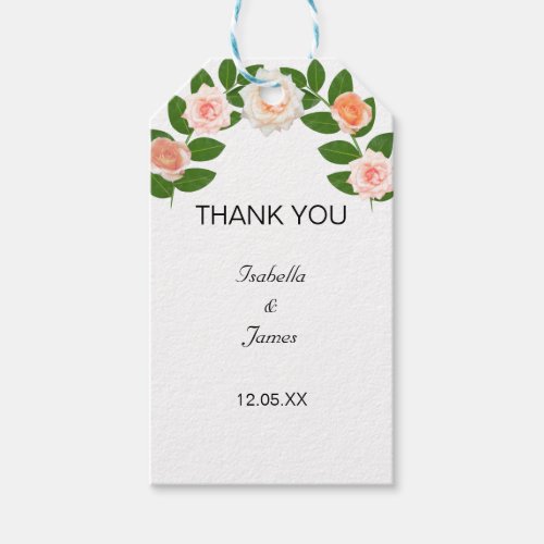 Laurel  Rose Flowers Wedding Gift Tags