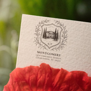 Laurel Shield Estate Wedding Return Address Rubber Stamp