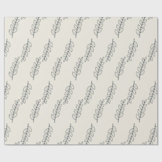 Laurel Sprig Pattern Ink on Ivory Wrapping Paper