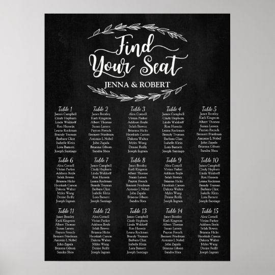 Seating Chart Poster Size