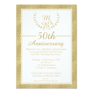 Laurel Wreath 50th Wedding Anniversary Invitation