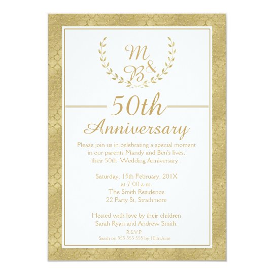 Laurel Wreath 50th Wedding Anniversary Invitation | Zazzle.com