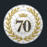Laurel Wreath and Crown 70th Birthday Dart Board<br><div class="desc">Laurel Wreath and Crown 70th Birthday Dart Board. Number 70 is in modern bold font. The design has a gold laurel wreath and a crown. Add your age number.</div>