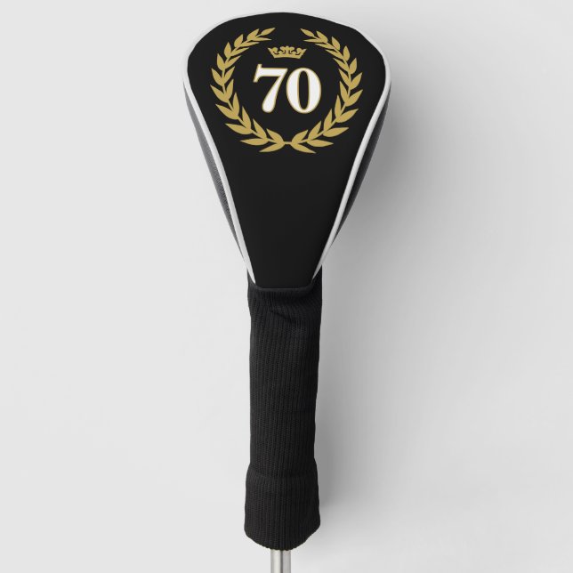 Laurel Wreath and Crown 70th Birthday Golf Head Cover (Front)