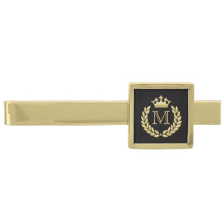 Laurel Wreath and Crown Gold Finish Tie Clip