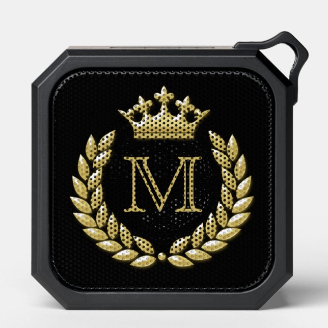 Laurel Wreath and Crown Monogram Bluetooth Speaker (Front)