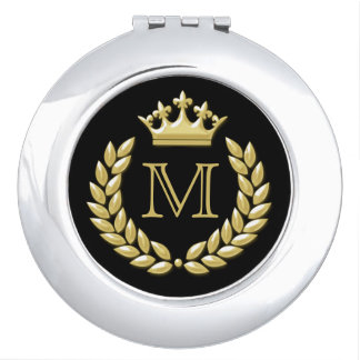Laurel Wreath and Crown Monogram Compact Mirror