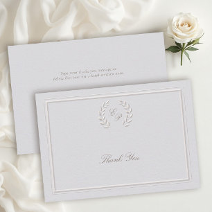 Laurel Wreath Crest Frame Classic Formal Wedding Thank You Card