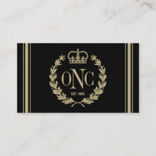 Laurel Wreath & Crown Monogrammed Business Card